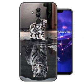 Funda Huawei Mate 20 Lite Gel Dibujo Gato reflejo