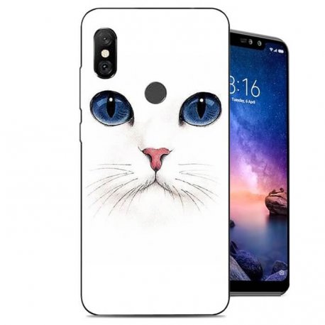 Funda Xiaomi Redmi Note 6 Pro Gel Dibujo Gato Blanco