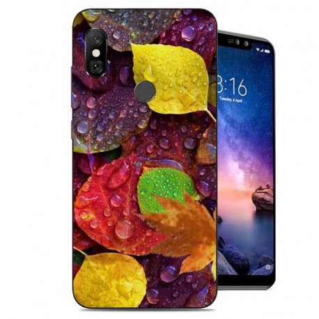Funda Xiaomi Redmi Note 6 Pro Gel Dibujo Hojas