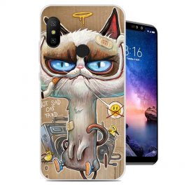 Funda Xiaomi Redmi Note 6 Pro Gel Dibujo Gato Feo