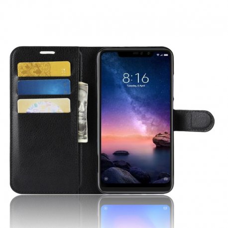 Funda Libro Xiaomi Redmi Note 6 Pro Soporte Negra
