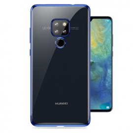 Funda Huawei Mate 20 Gel Transparente con bordes Azul