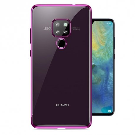Funda Huawei Mate 20 Gel Transparente con bordes Rosa