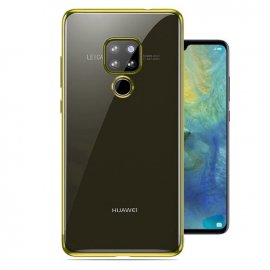Funda Huawei Mate 20 Gel Transparente con bordes Dorado