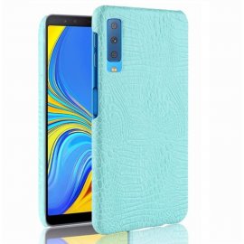 Carcasa Samsung Galaxy A7 2018 Cuero Estilo Croco Turquesa