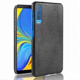 Carcasa Samsung Galaxy A7 2018 Cuero Estilo Croco Negra