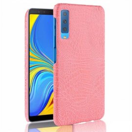 Carcasa Samsung Galaxy A7 2018 Cuero Estilo Croco Rosa