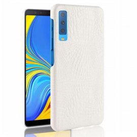 Carcasa Samsung Galaxy A7 2018 Cuero Estilo Croco Blanca