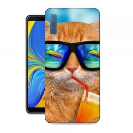 Funda Samsung Galaxy A7 2018 Gel Dibujo Gato Cool