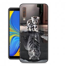 Funda Samsung Galaxy A7 2018 Gel Dibujo Gato Espejo
