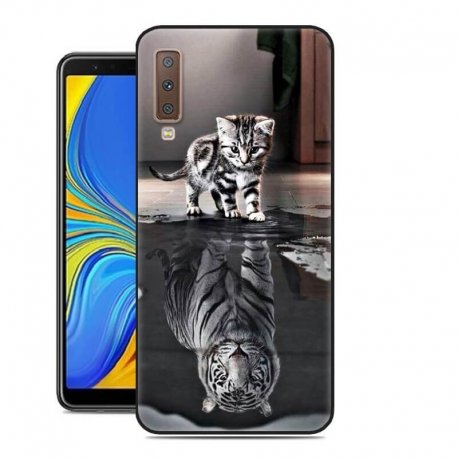 Funda Samsung Galaxy A7 2018 Gel Dibujo Gato Espejo
