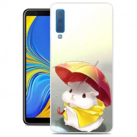 Funda Samsung Galaxy A7 2018 Gel Dibujo Gato Lluvia