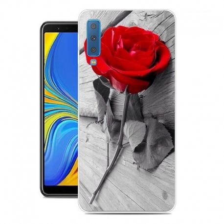 Funda Samsung Galaxy A7 2018 Gel Dibujo Rosa Roja