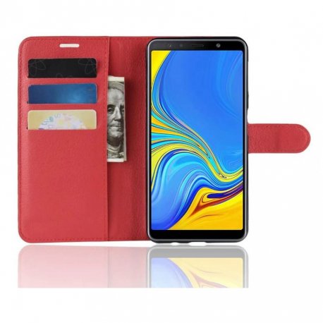Funda Libro Samsung Galaxy A7 2018 Soporte Roja
