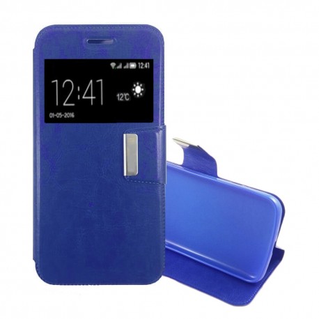 Funda Libro BQ Aquaris U Plus con Tapa Azul