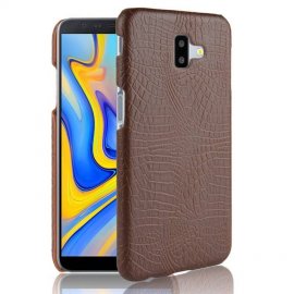 Carcasa Samsung Galaxy J6 Plus Cuero Estilo Croco Marron