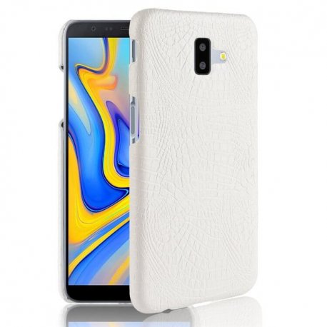 Carcasa Samsung Galaxy J6 Plus Cuero Estilo Croco Blanca