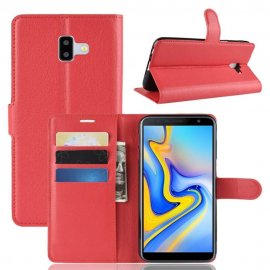 Funda Libro Samsung Galaxy J6 Plus cuero Soporte Rojo