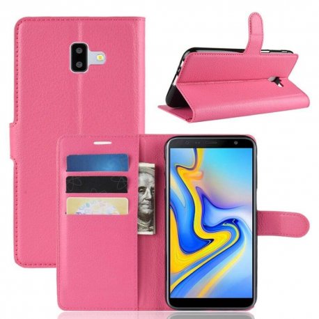 Funda Libro Samsung Galaxy J6 Plus cuero Soporte Fucsia