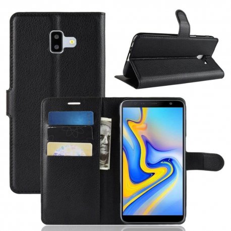 Funda Libro Samsung Galaxy J6 Plus cuero Soporte Negro