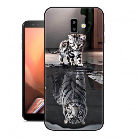 Funda Samsung Galaxy J6 Plus Gel Dibujo Gato Espejo