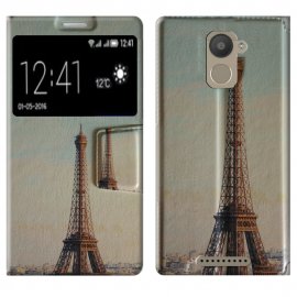 Funda BQ Aquaris U Plus Libro soporte con tapa Torre EIffel