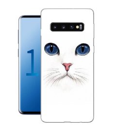 Funda Samsung Galaxy S10 Gel Dibujo Gato Blanco