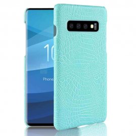 Carcasa Samsung Galaxy S10 Plus Cuero Estilo Croco Turquesa