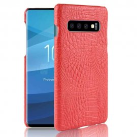 Carcasa Samsung Galaxy S10 Plus Cuero Estilo Croco Roja