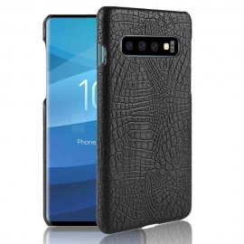 Carcasa Samsung Galaxy S10 Plus Cuero Estilo Croco Negra