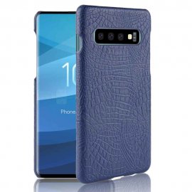 Carcasa Samsung Galaxy S10 Plus Cuero Estilo Croco Azul