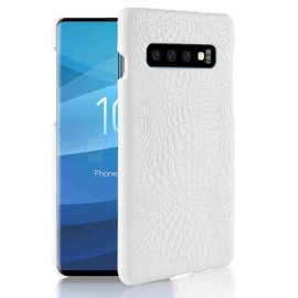 Carcasa Samsung Galaxy S10 Plus Cuero Estilo Croco Blanca