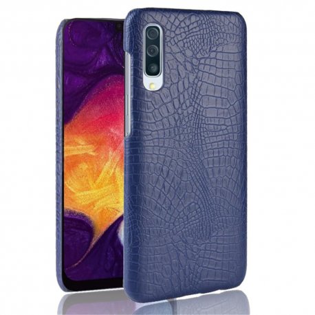 Carcasa Samsung Galaxy A50 Cuero Estilo Croco Azul