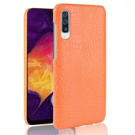 Carcasa Samsung Galaxy A50 Cuero Estilo Croco Naranja