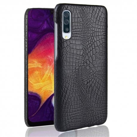 Carcasa Samsung Galaxy A50 Cuero Estilo Croco Negra