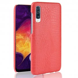 Carcasa Samsung Galaxy A50 Cuero Estilo Croco Roja