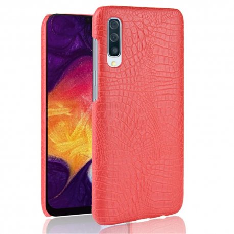 Carcasa Samsung Galaxy A50 Cuero Estilo Croco Roja
