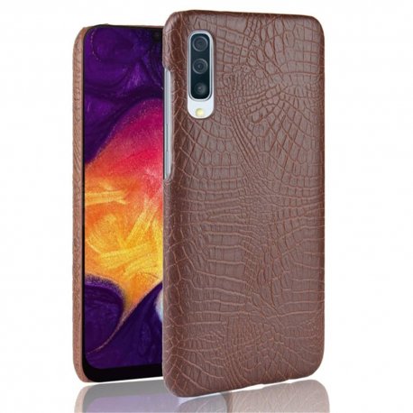 Carcasa Samsung Galaxy A50 Cuero Estilo Croco Marron