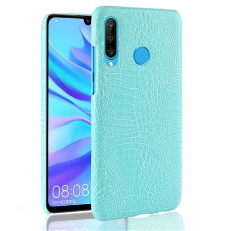 Carcasa Huawei P30 Lite Cuero Estilo Croco Turquesa