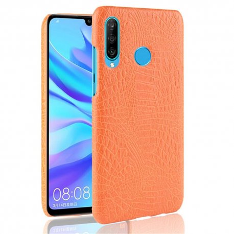 Carcasa Huawei P30 Lite Cuero Estilo Croco Naranja
