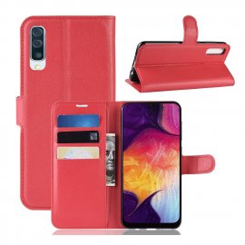 Funda Libro Samsung Galaxy A50 cuero Soporte Rojo