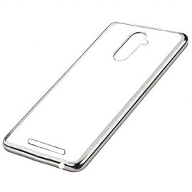 Funda BQ Aquaris U Plus Gel Transparente con bordes Plateado