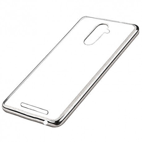 Funda BQ Aquaris U Plus Gel Transparente con bordes Plateado