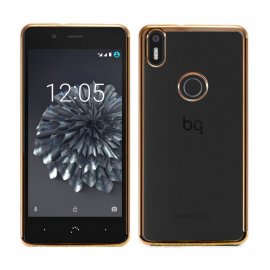 Funda BQ Aquaris X5 Plus Gel Transparente con bordes Dorados