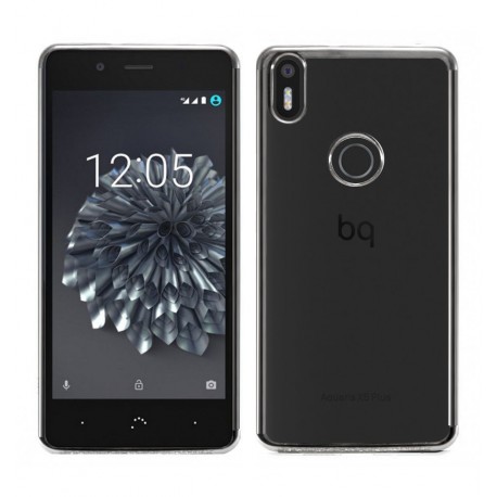 Funda BQ Aquaris X5 Plus Gel Transparente con bordes Plateado