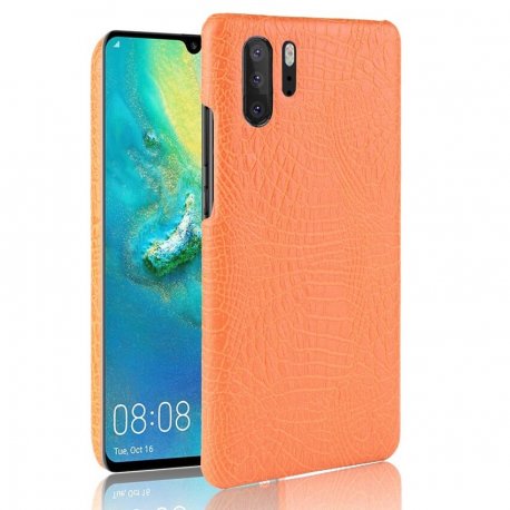 Carcasa Huawei P30 Pro Cuero Estilo Croco Naranja