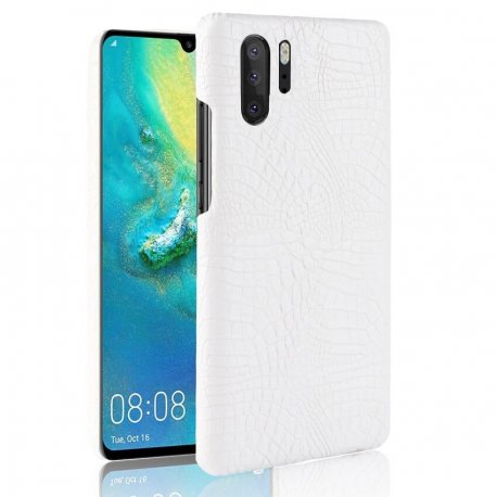 Carcasa Huawei P30 Pro Cuero Estilo Croco Blanca