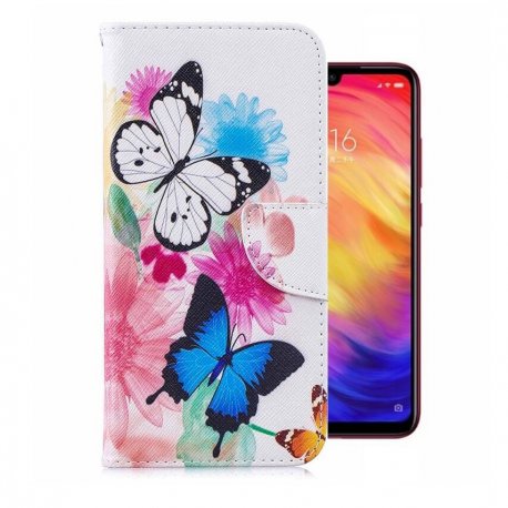 Funda Libro Xiaomi Redmi Note 7 Soporte Dibujo Mariposas