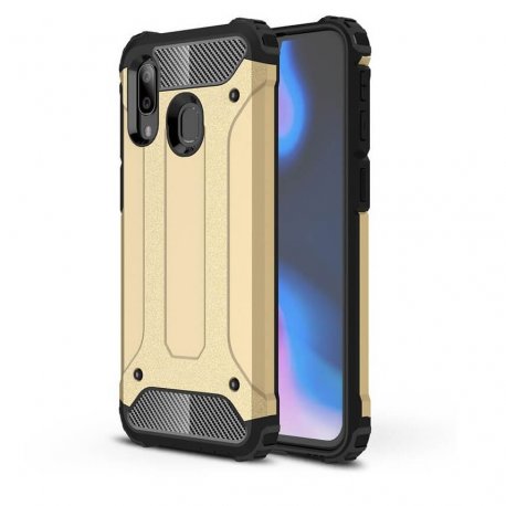 Funda Samsung Galaxy A40 Shock Resistante Dorada.