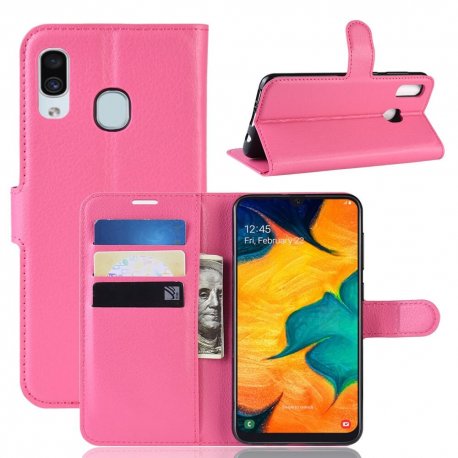 Funda Libro Samsung Galaxy A40 cuero Soporte Fucsia